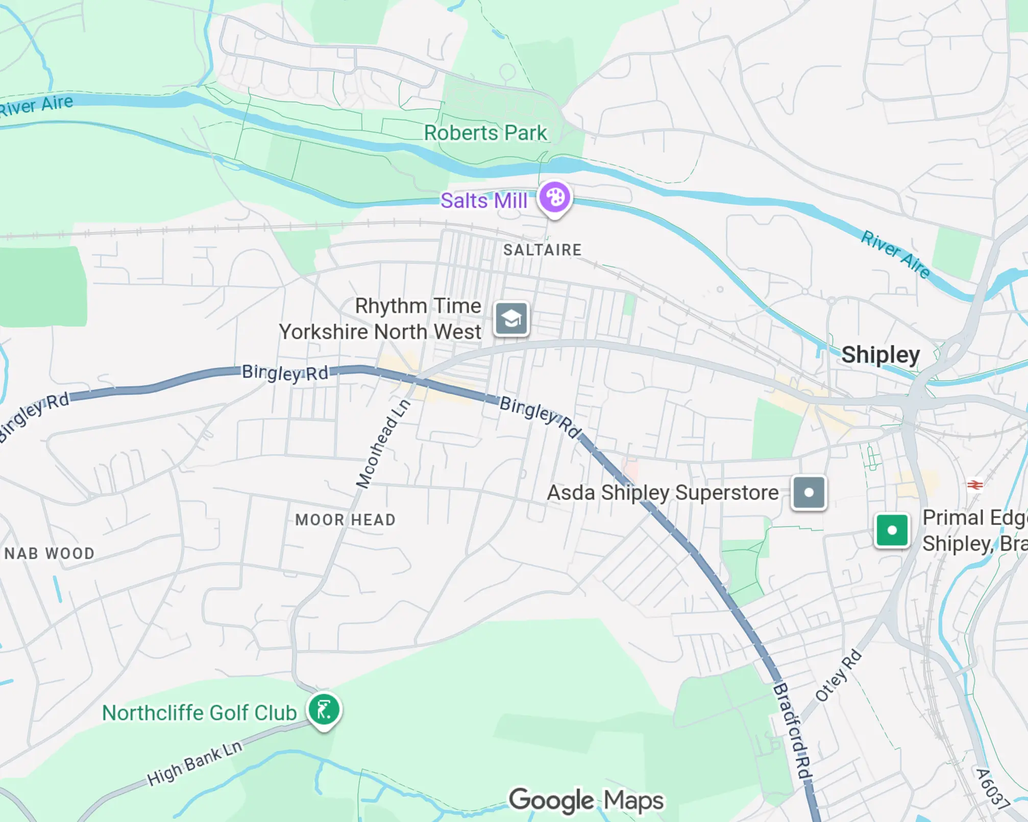 Coverage map showing Saltaire and Shipley for walks, pet sits and home visits.